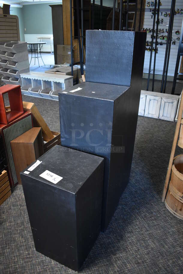3 Various Black Wooden Stands. Includes 12x12x48. 3 Times Your Bid! (garden center) - Image 2 of 4