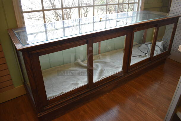Wooden Dry Merchandiser Case w/ Glass Countertop and Doors. BUYER MUST REMOVE. 96.5x26.5x35.5. (garden center) - Image 2 of 4