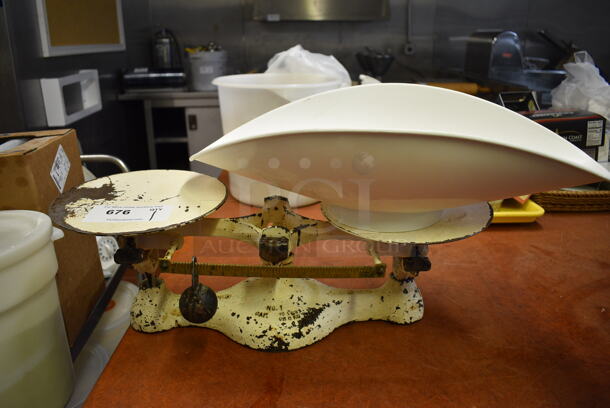 Metal Commercial Countertop Baking Scale w/ White Poly Bowl. 23x9x7.5, 21x12x6. (bakery kitchen) - Image 1 of 4