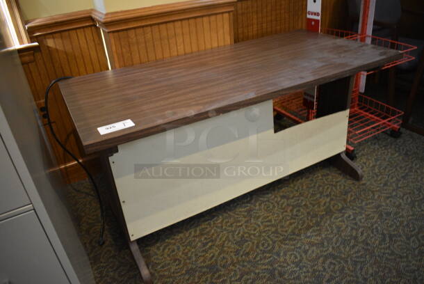 Wood Pattern Table. 54x26x27.5. (gift shop) - Image 3 of 3