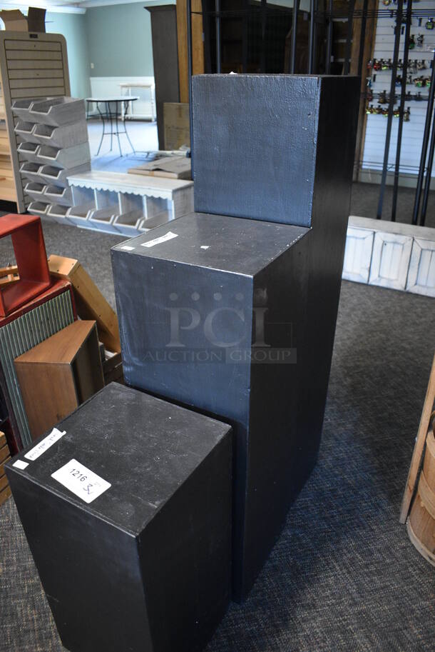 3 Various Black Wooden Stands. Includes 12x12x48. 3 Times Your Bid! (garden center) - Image 4 of 4