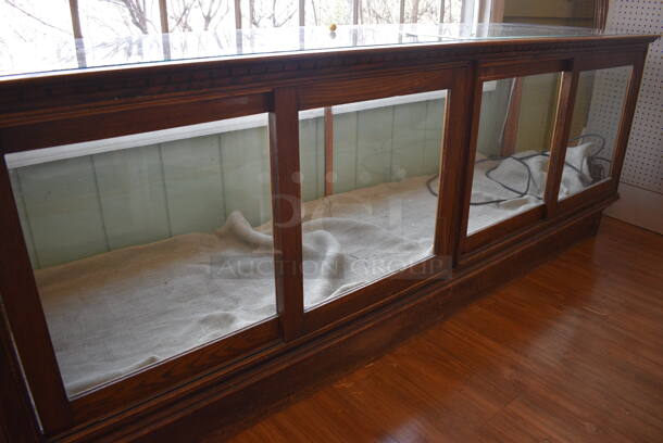 Wooden Dry Merchandiser Case w/ Glass Countertop and Doors. BUYER MUST REMOVE. 96.5x26.5x35.5. (garden center) - Image 4 of 4