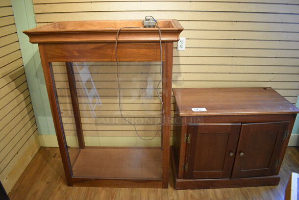 Wooden Cabinet w/ 2 Doors. 36x19x29, 39x21.5x51. (garden center)