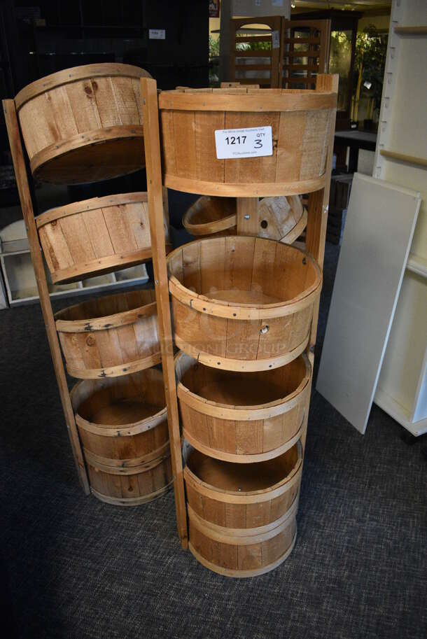 3 Wooden 4 Basket Tier Stands. 16.5x15x54. 3 Times Your Bid! (garden center) - Image 2 of 4