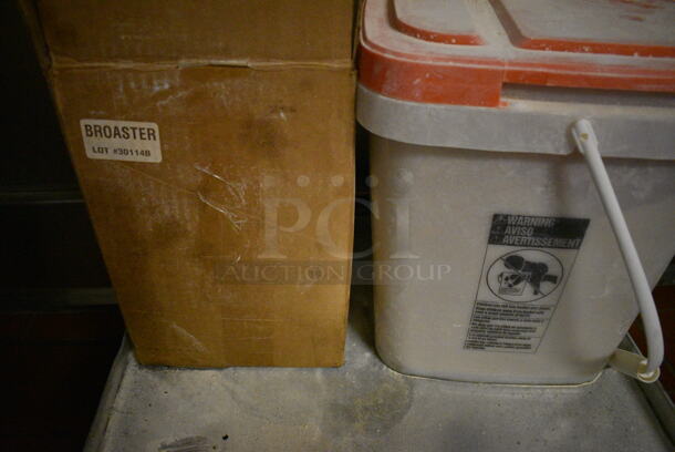 Metal Commercial Dolly w/ Fryer Oil Soak Up Powders on Commercial Casters. 21x21x7.5. (kitchen) - Image 5 of 6