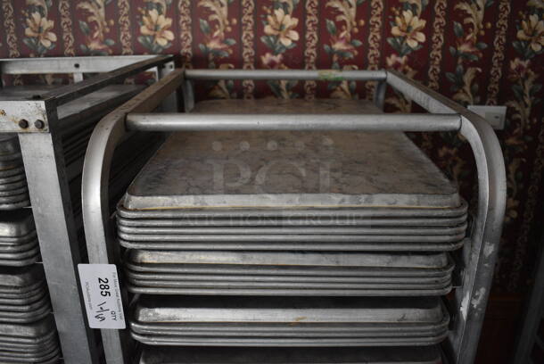 Metal Commercial Pan Transport Rack w/ 69 Metal Full Size Baking Pans on Commercial Casters. 20.5x28x65. 18x26x1. (sunroom dining room) - Image 4 of 5