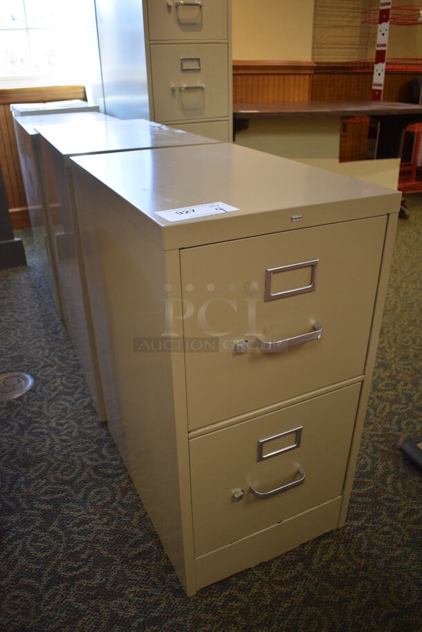 4 Tan Metal 2 Drawer Filing Cabinets. 15x23x29. 4 Times Your Bid! (gift shop) - Image 3 of 5