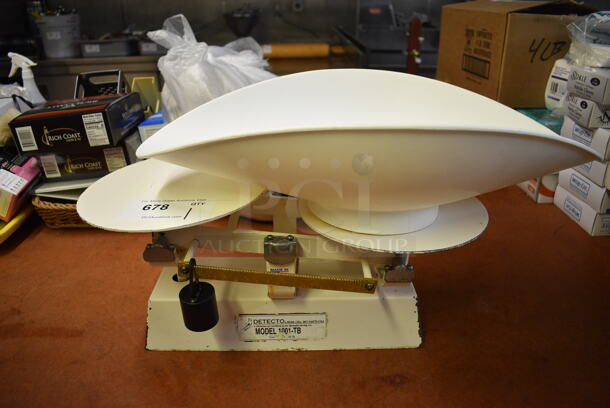Detecto Model 1001-TB Metal Commercial Countertop Baking Scale w/ White Poly Bowl. 19.5x9x7.5, 21x12x6. (bakery kitchen) - Image 1 of 5