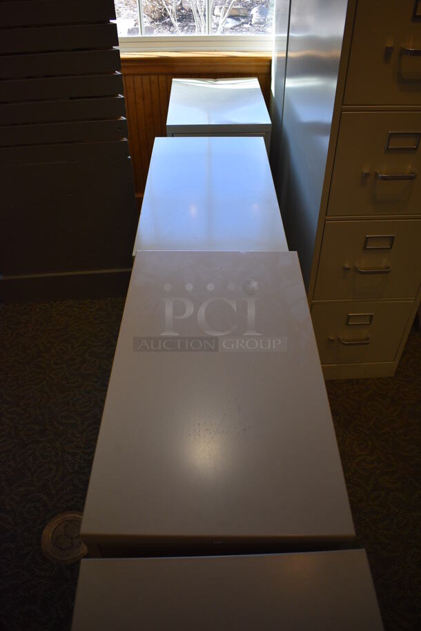 4 Tan Metal 2 Drawer Filing Cabinets. 15x23x29. 4 Times Your Bid! (gift shop) - Image 4 of 5