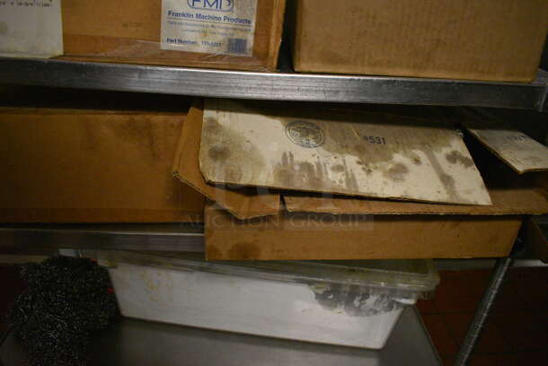 Stainless Steel Commercial 3 Tier Cart w/ Push Handles and Contents on Commercial Casters. 36x21x39. (kitchen) - Image 5 of 6