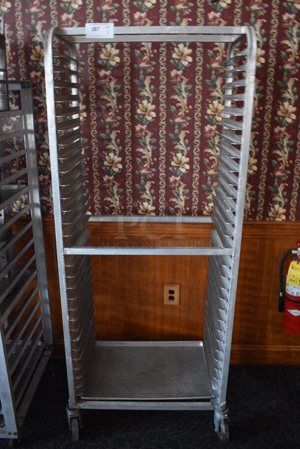 Metal Commercial Pan Transport Rack on Commercial Casters. 28.5x18x70. (sunroom dining room)