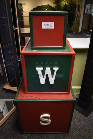 ALL ONE MONEY! Lot of 3 Wooden Boxes! Includes 24.5x24.5x24.5. (garden center)