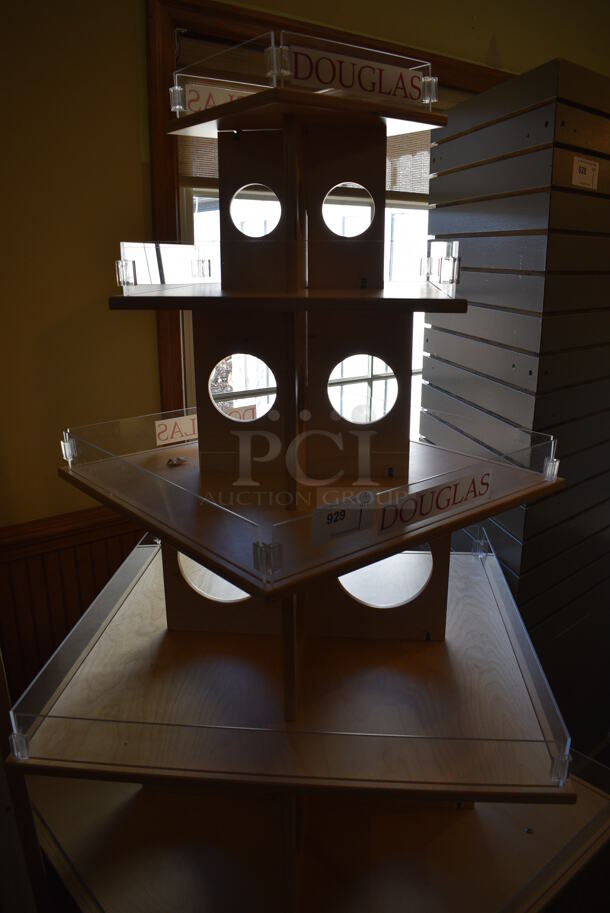 Wood Pattern 5 Tier Merchandising Rack. 36x36x70. (gift shop) - Image 2 of 3
