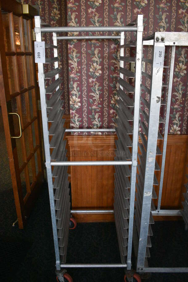 Metal Commercial Pan Transport Rack on Commercial Casters. 20.5x26x69. (sunroom dining room)