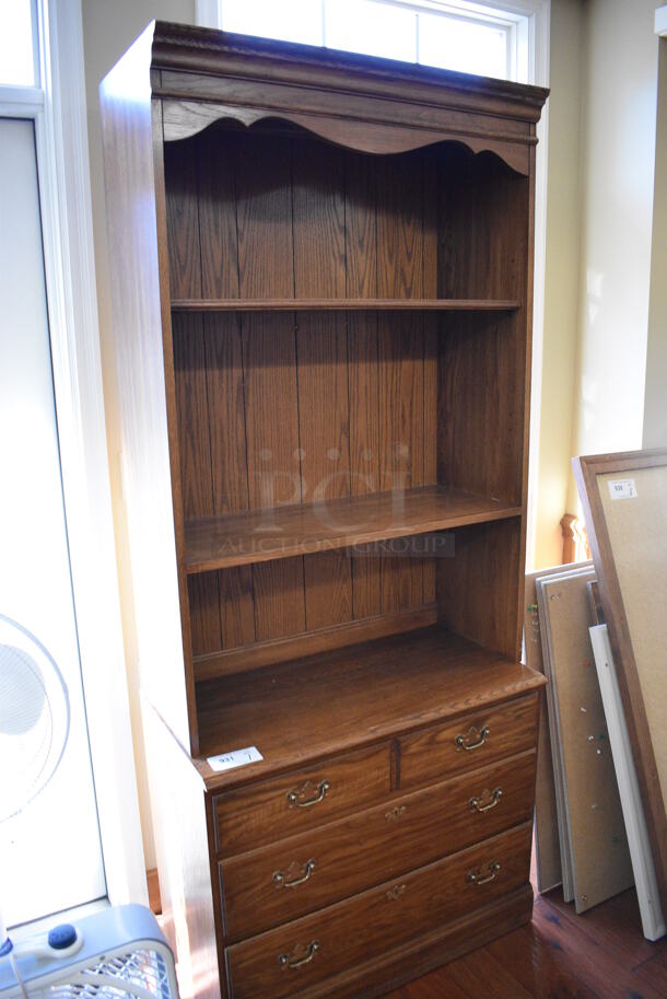 Wooden Cabinet w/ 3 Drawers. 34x18x80. (gift shop) - Image 1 of 6