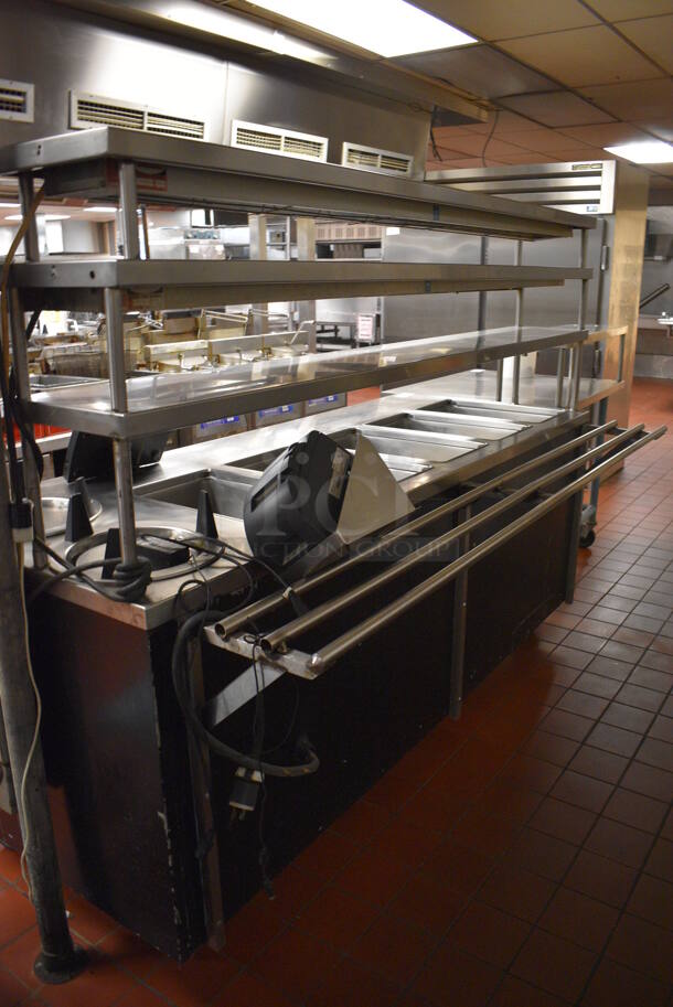 Stainless Steel Commercial 5 Well Steam Table w/ 2 Plate Return Chutes, Tray Slide, 2 Over Shelves and Under Shelf on Commercial Casters. 88.5x45x64.5. Unit Was In Working Condition When Restaurant Closed. (kitchen) - Image 9 of 9