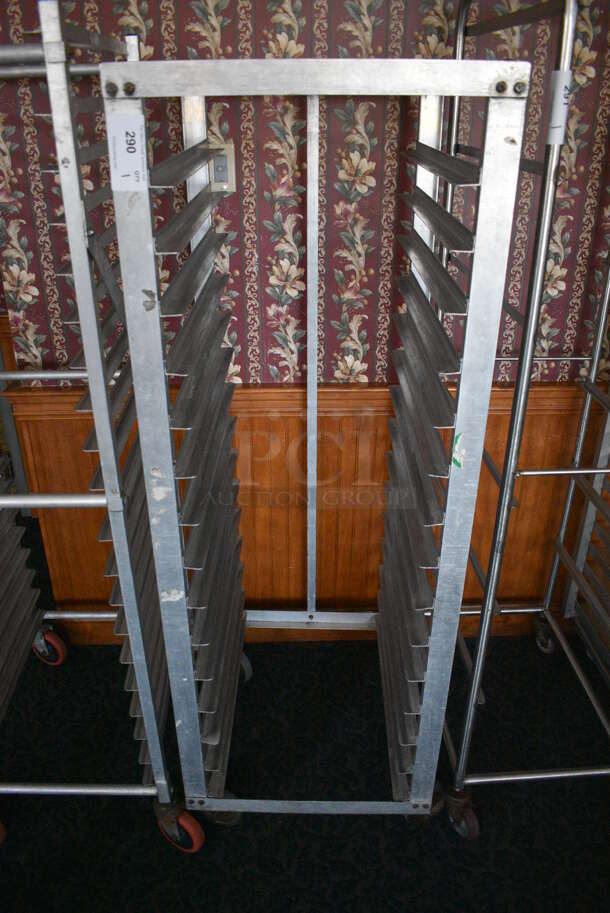 Metal Commercial Pan Transport Rack on Commercial Casters. 22.5x26.5x66. (sunroom dining room)