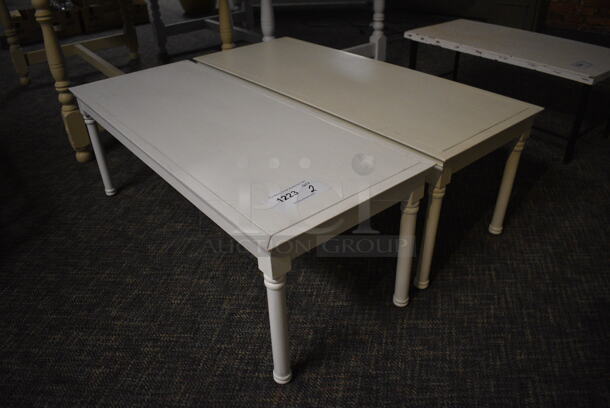 2 Wooden Tables. 36x14x13. 2 Times Your Bid! (garden center)