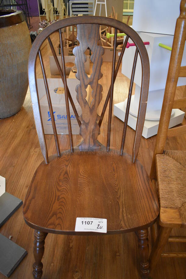 2 Wooden Dining Chairs. 19x16x42, 19x21x39. 2 Times Your Bid! (garden center) - Image 2 of 5