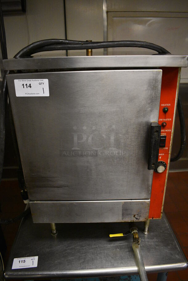 Vulcan Stainless Steel Commercial Electric Powered Single Compartment Steam Cabinet. 208-240 Volts, 3 Phase. 21x25x30.5. Unit Was In Working Condition When Restaurant Closed. (kitchen)
