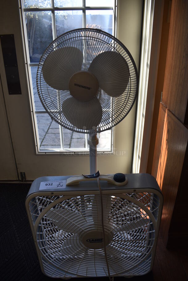 2 Various Fans. 21x4.5x23, 18x20x45. 2 Times Your Bid! (gift shop)