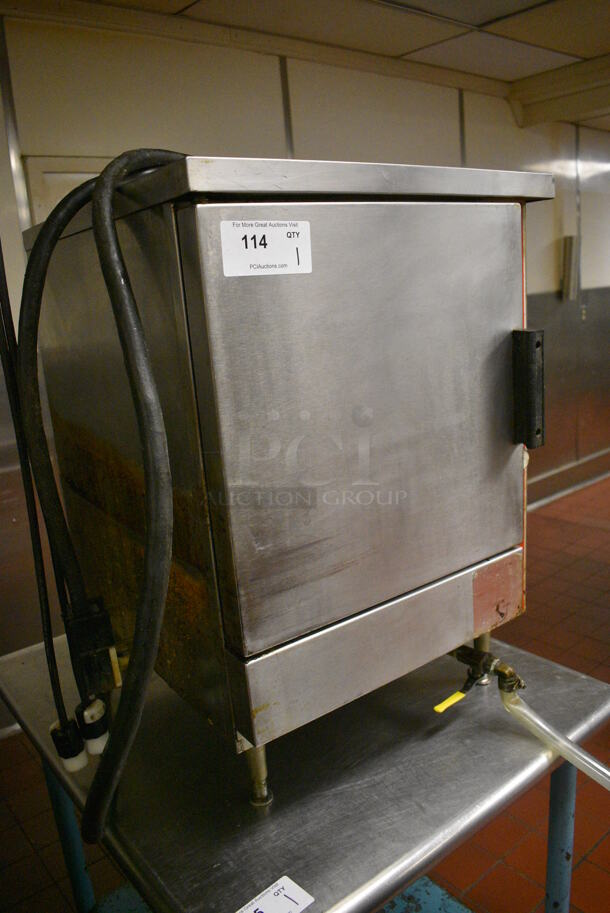 Vulcan Stainless Steel Commercial Electric Powered Single Compartment Steam Cabinet. 208-240 Volts, 3 Phase. 21x25x30.5. Unit Was In Working Condition When Restaurant Closed. (kitchen) - Image 2 of 8