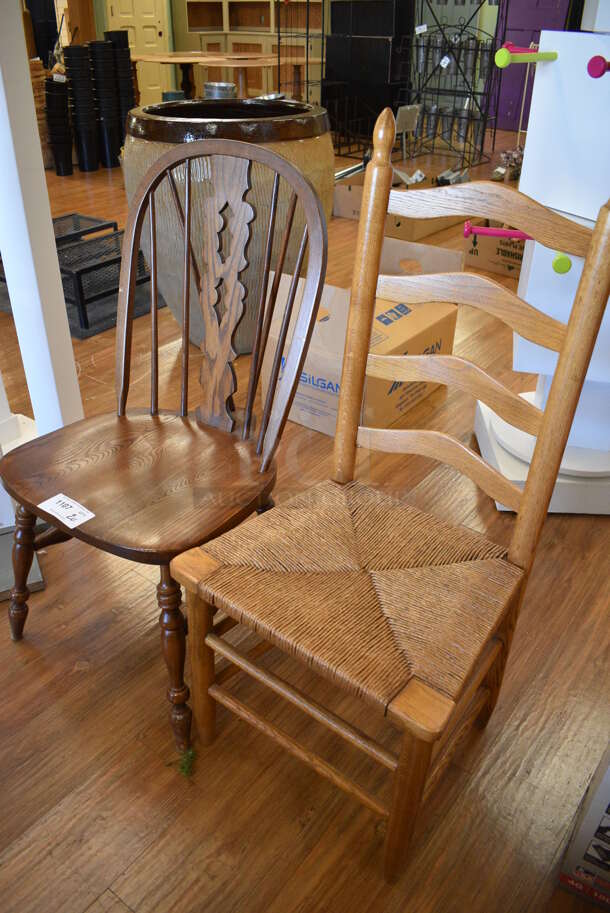 2 Wooden Dining Chairs. 19x16x42, 19x21x39. 2 Times Your Bid! (garden center) - Image 4 of 5