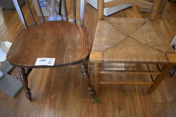 2 Wooden Dining Chairs. 19x16x42, 19x21x39. 2 Times Your Bid! (garden center) - Image 5 of 5