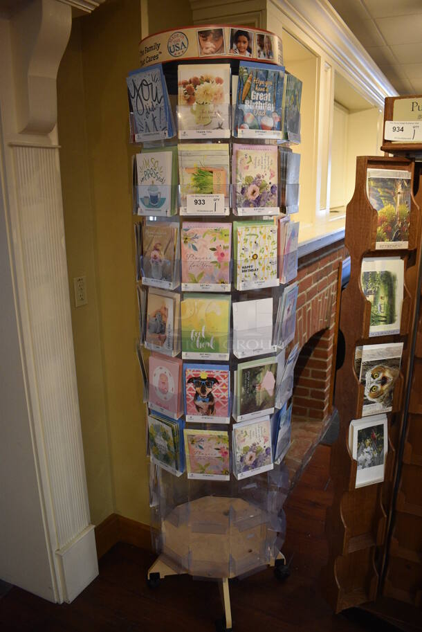 Poly Clear Card Merchandiser w/ Contents. 24x24x77. (gift shop) - Image 1 of 4