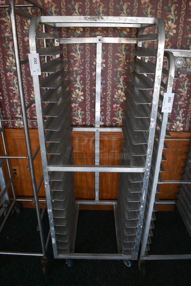 Metal Commercial Pan Transport Rack on Commercial Casters. 25x26x68.5. (sunroom dining room)