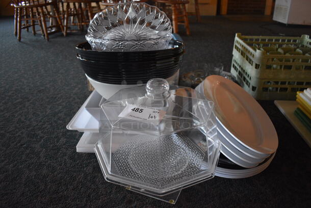 ALL ONE MONEY! Lot of Various Plastic Plates and Cake Stand! (main dining room)