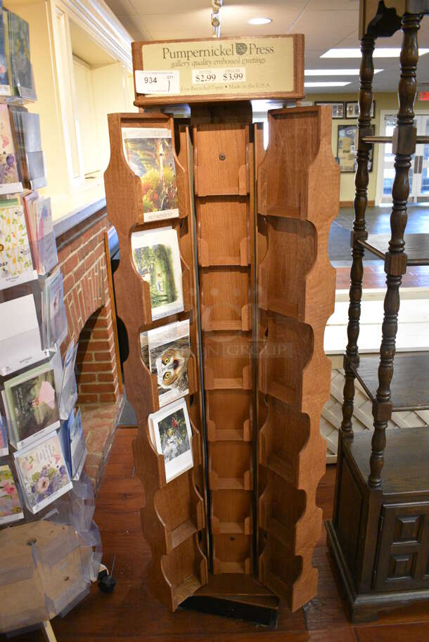 Wooden Card Merchandiser w/ Contents. 20x20x71. (gift shop)