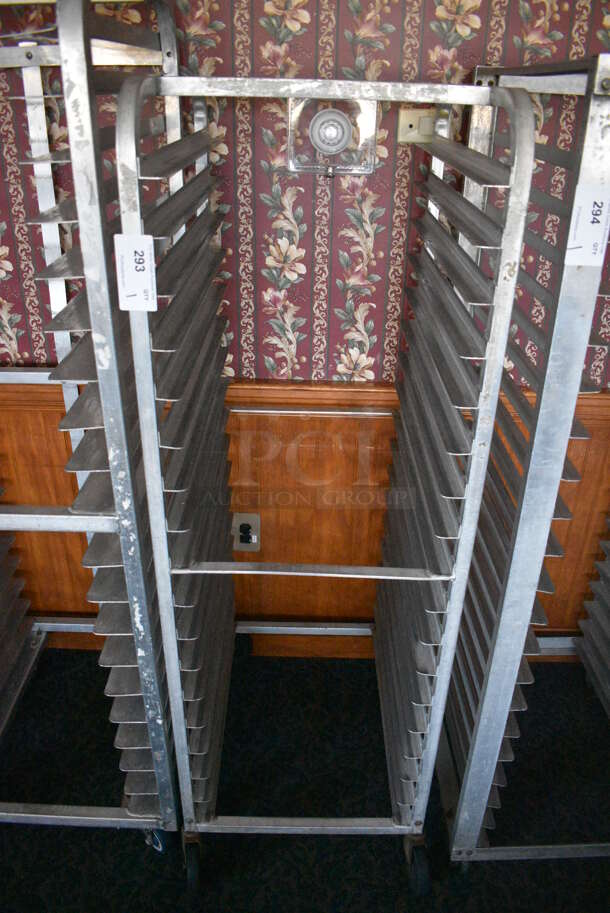 Metal Commercial Pan Transport Rack on Commercial Casters. 20.5x26x62. (sunroom dining room)