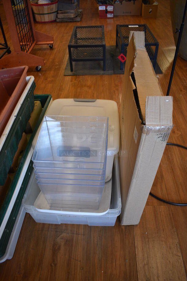 ALL ONE MONEY! Lot of Various Items Including Racks, Clear Bins and Stands. (garden center) - Image 4 of 5