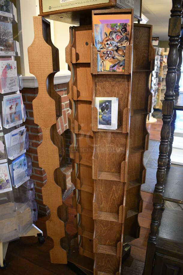 Wooden Card Merchandiser w/ Contents. 20x20x71. (gift shop) - Image 4 of 4