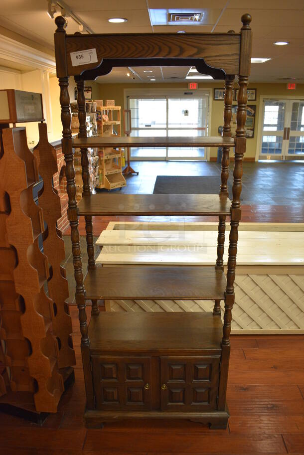 Wooden 3 Tier Bookshelf and 2 Doors. 32x16x81. (gift shop) - Image 1 of 5