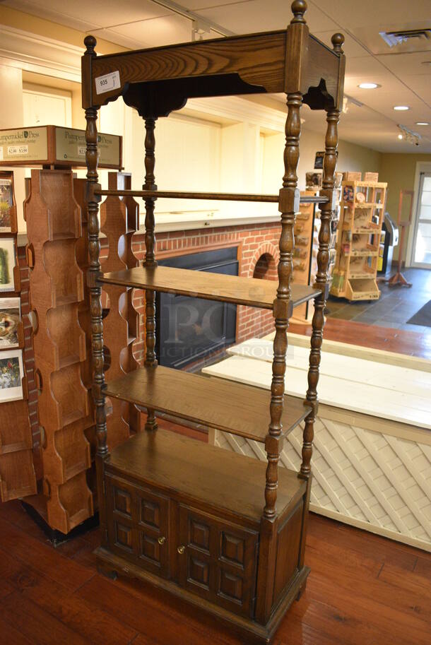 Wooden 3 Tier Bookshelf and 2 Doors. 32x16x81. (gift shop) - Image 2 of 5
