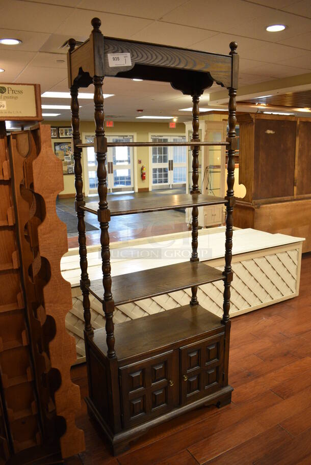 Wooden 3 Tier Bookshelf and 2 Doors. 32x16x81. (gift shop) - Image 3 of 5