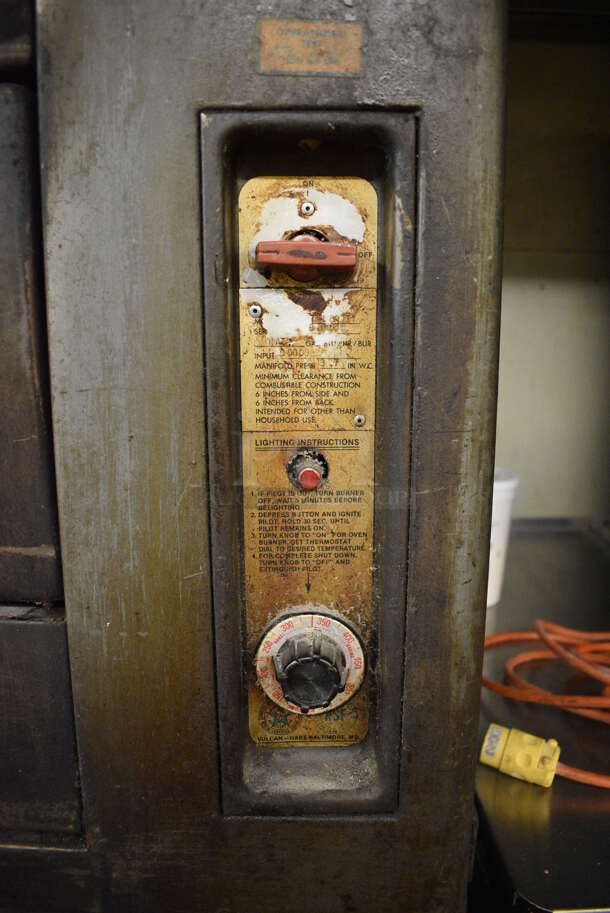 2 Vulcan Model 701 6A IT Metal Commercial Natural Gas Powered Double Deck Pizza Ovens. 50,000 BTU. 60x41x71.5. 2 Times Your Bid! Unit Was In Working Condition When Restaurant Closed. (bakery kitchen) - Image 2 of 12