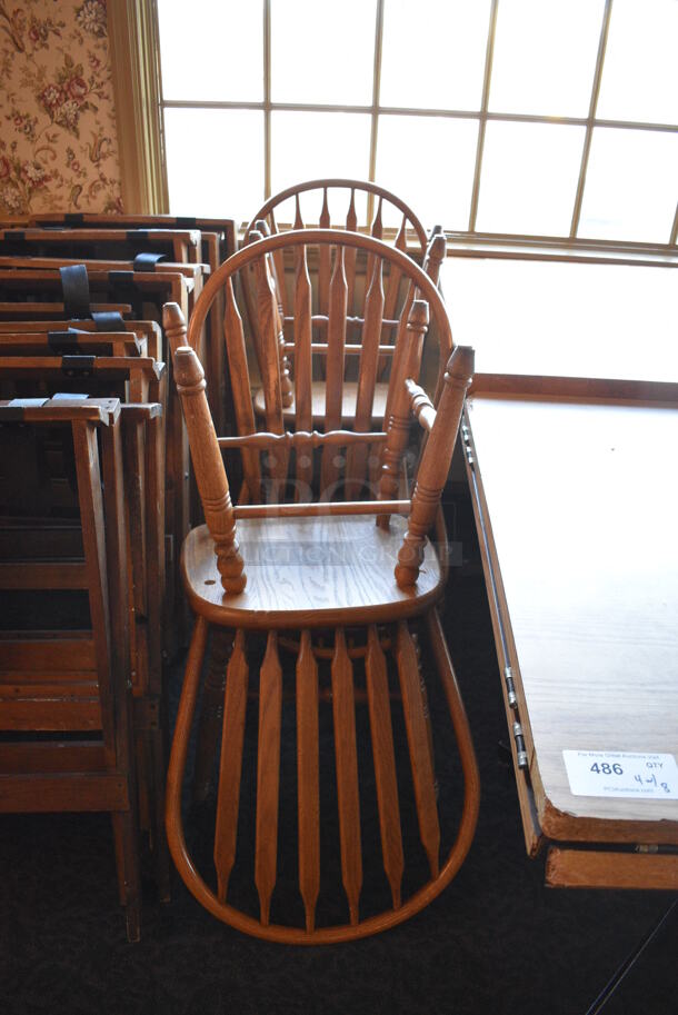 4 Wooden Tables w/ 8 Wooden Dining Chairs. 36x36x30. 18x17.5x37.5. 4 Times Your Bid! (main dining room)

 - Image 5 of 6