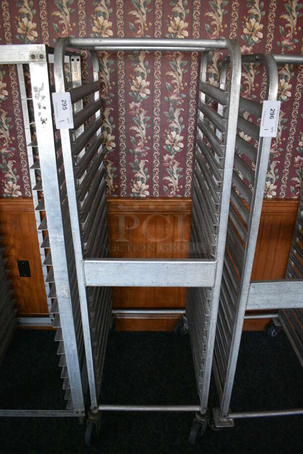 Metal Commercial Pan Transport Rack on Commercial Casters. 20.5x28x65. (sunroom dining room)