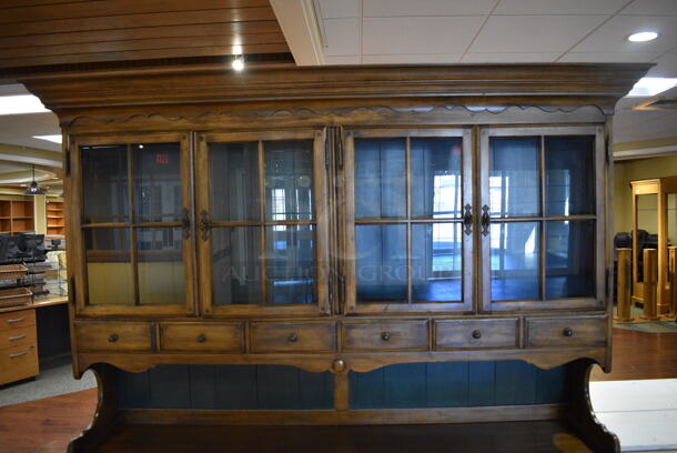 Wooden Cabinet w/ 4 Glass Doors, Drawers and Doors. 65x19x76.5. (gift shop) - Image 2 of 8