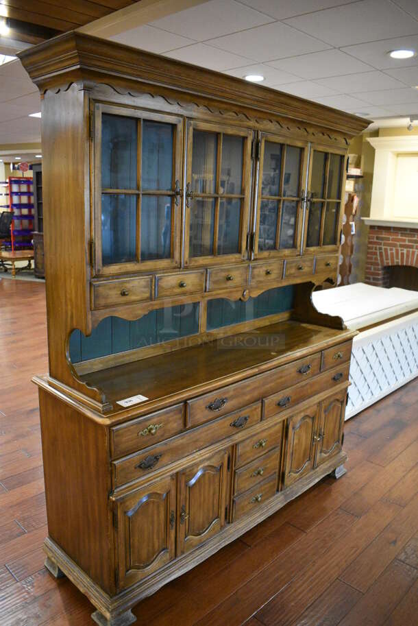 Wooden Cabinet w/ 4 Glass Doors, Drawers and Doors. 65x19x76.5. (gift shop) - Image 4 of 8