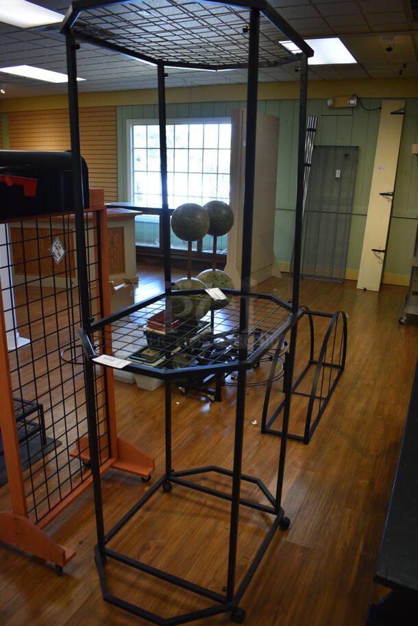 Black Metal Rack on Casters. 35.5x24x74. (garden center) - Image 2 of 4