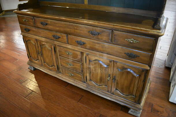 Wooden Cabinet w/ 4 Glass Doors, Drawers and Doors. 65x19x76.5. (gift shop) - Image 6 of 8