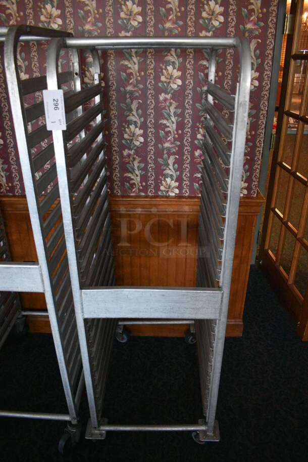 Metal Commercial Pan Transport Rack on Commercial Casters. 20.5x28x63.5. (sunroom dining room)