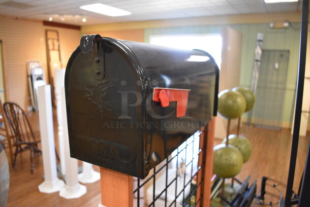 Wooden and Metal Rack w/ Mailbox on Commercial Casters. 27x18x61. (garden center) - Image 2 of 5