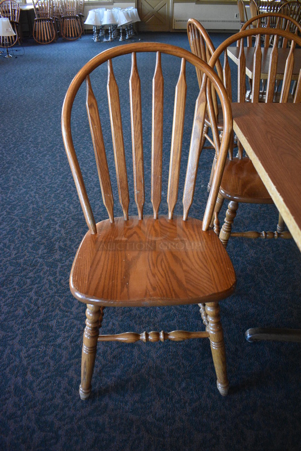 4 Wooden Tables w/ 16 Wooden Dining Chairs. 36x36x30. 18x17.5x37.5. 4 Times Your Bid! (main dining room)

 - Image 2 of 6