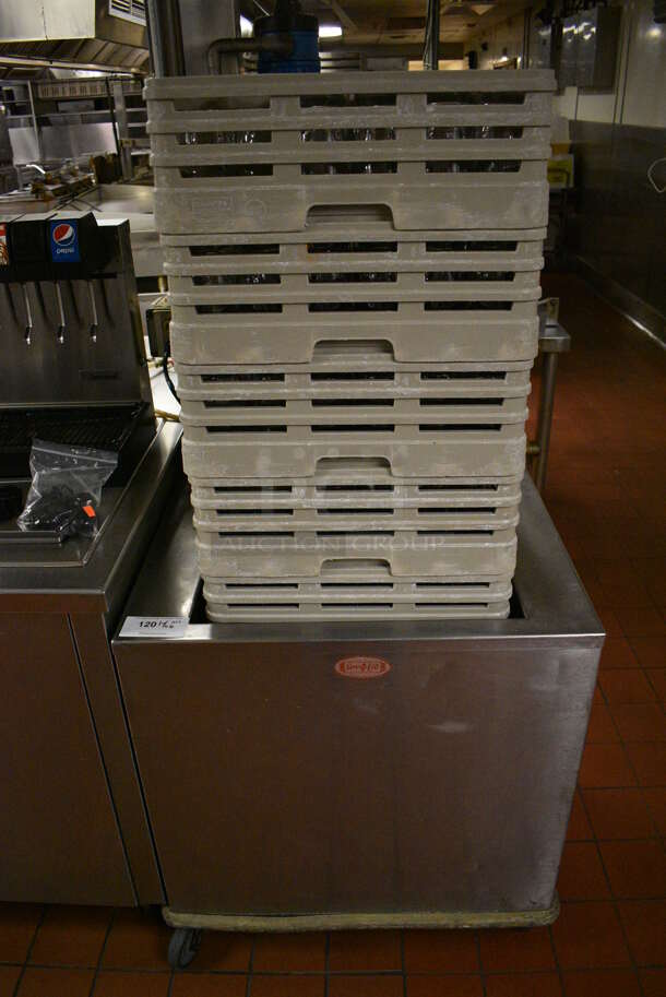 Servolift Stainless Steel Commercial Dish Caddy Return w/ 6 Dish Caddies and Approximately 200 Beverage Glasses on Commercial Casters. 30x25x33. 2.75x2.75x5.5. (kitchen) - Image 1 of 8