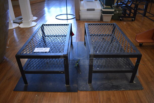 2 Black Metal Mesh Benches. 18.5x30x10. 2 Times Your Bid! (garden center)